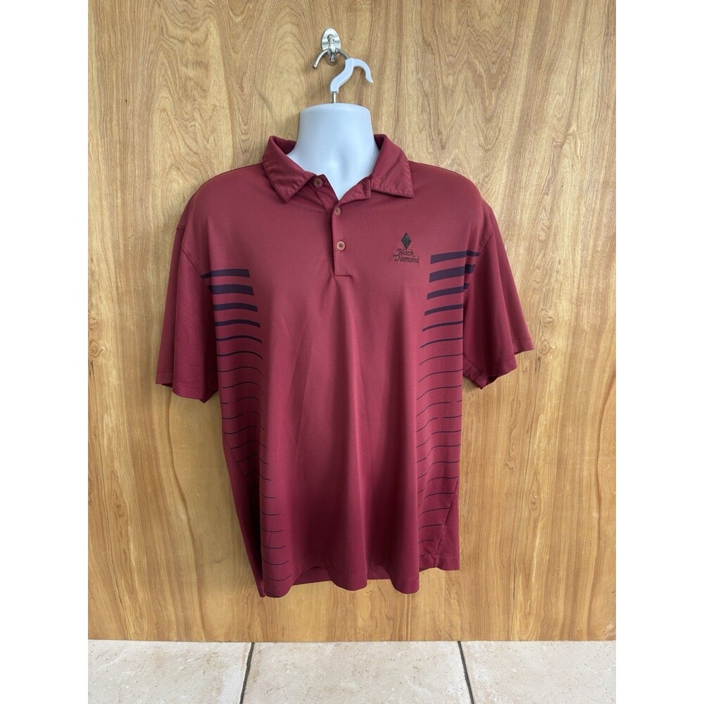 Nike Red/Black & FJ Stripe Black Diamond Performance Golf Polo Shirt Mens Large